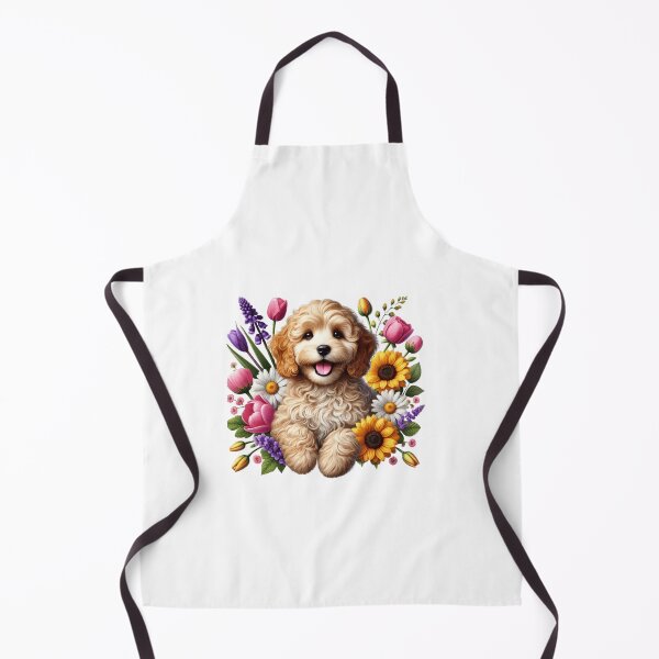 Item preview, adorable cockapoo puppy with lovely flowers designed and sold by nicnacc.