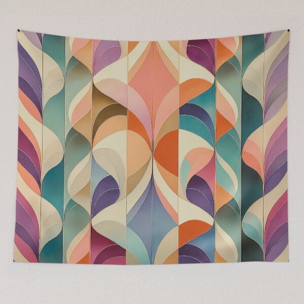 Item preview, Abstract Art Deco — retro-inspired delicate curves designed and sold by Becky-Poppins.