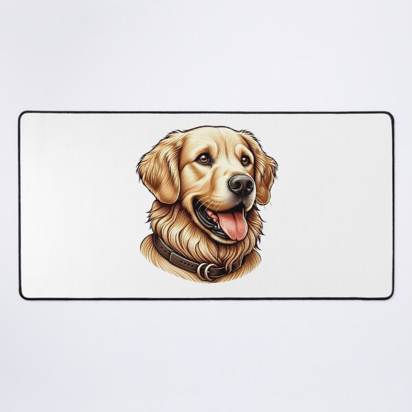 Item preview, Golden Retriever Dog Portrait with Tongue Out and Leather Collar designed and sold by cave-canvas.