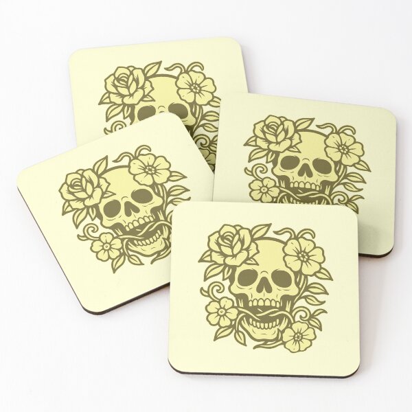 Item preview, Skull and Flowers – Bold Linework YELLOW designed and sold by Hadrion.