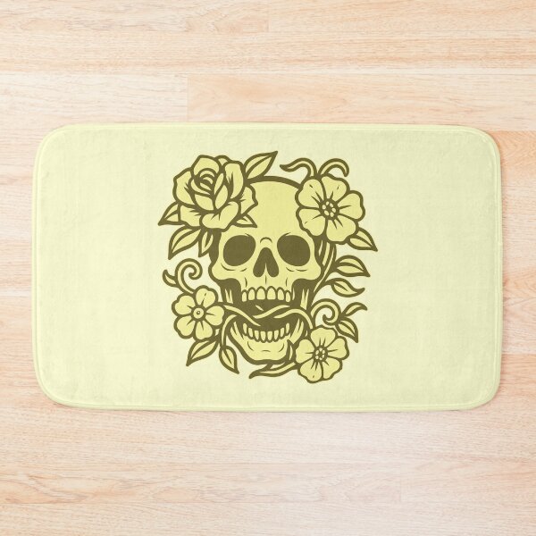 Item preview, Skull and Flowers – Bold Linework YELLOW designed and sold by Hadrion.