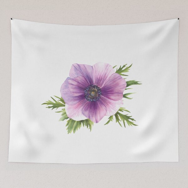 Item preview, Copy of Purple flowers Anemone with leaves. Watercolor realistic sketch. Pink blooming bud sticker designed and sold by BartolArt.