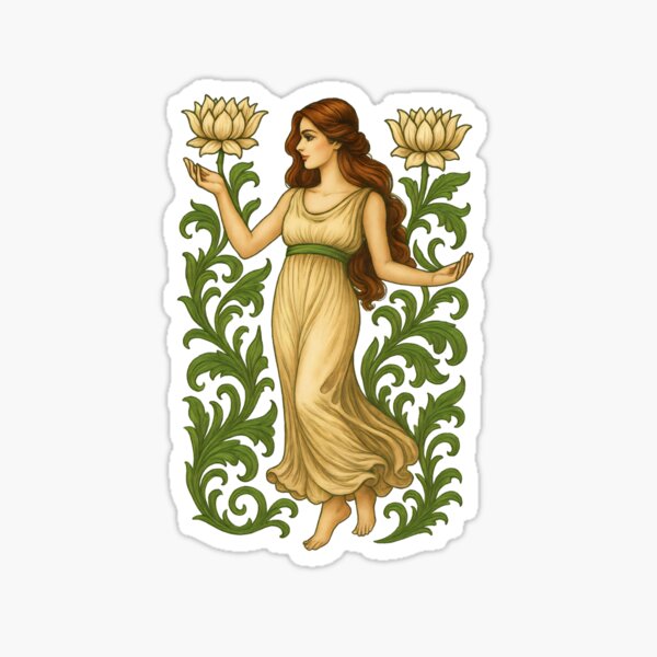 Item preview, Déesse du Lotus Art Nouveau, design floral vintage élégant designed and sold by Shoot-The-Moon.