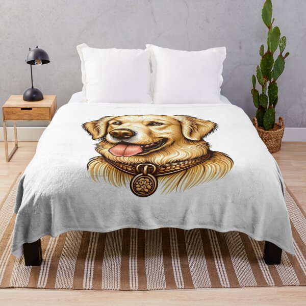Item preview, Golden Retriever Headshot Illustration with Collar and Happy Expression designed and sold by cave-canvas.