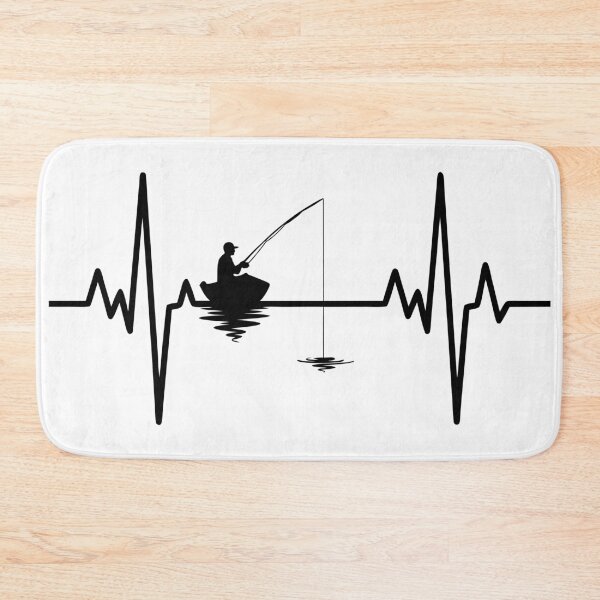 Item preview, Cardiogram with heart pulse. Fisherman Silhouette with Fishing Rod – Outdoor Hobby Scene designed and sold by AFernandesDSG.