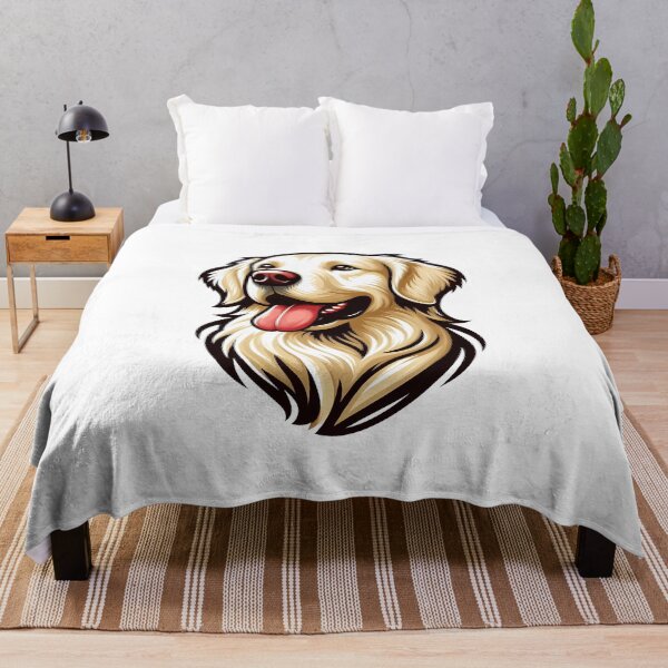 Item preview, Golden Retriever Face Illustration with Open Mouth and Playful Tongue designed and sold by cave-canvas.