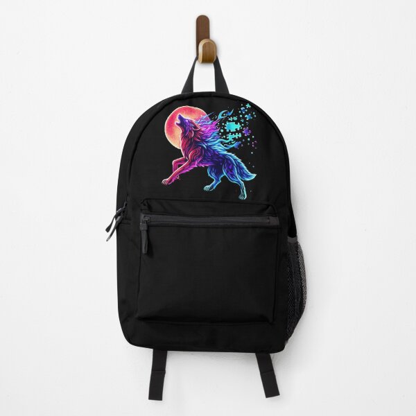 Item preview, Neon Wolf Howl – Spirit of the Puzzle Moon designed and sold by WakeUpYourBrain.