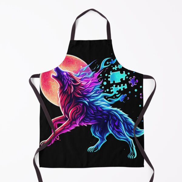 Item preview, Neon Wolf Howl – Spirit of the Puzzle Moon designed and sold by WakeUpYourBrain.