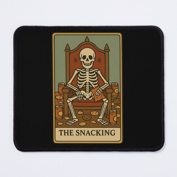 Item preview, The Snacking Skeleton – Funny Tarot Style Lazy Day Junk Food Art designed and sold by AS94 Creative Designs.