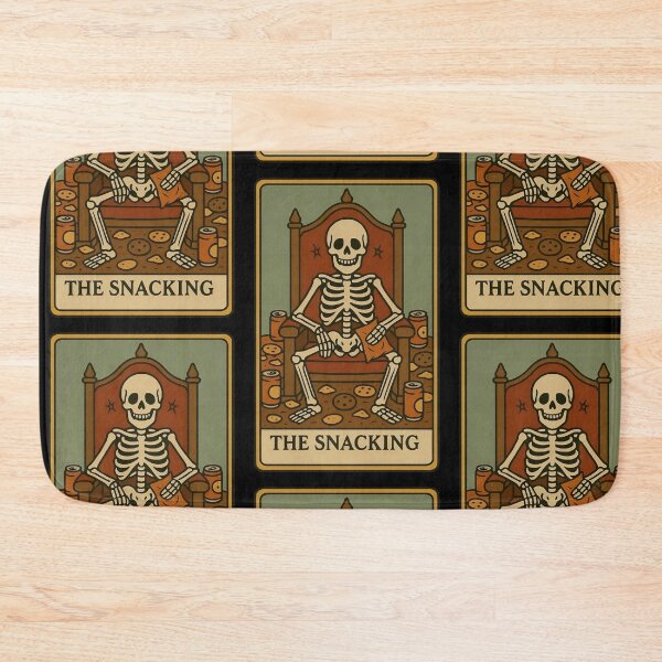 Item preview, The Snacking Skeleton – Funny Tarot Style Lazy Day Junk Food Art designed and sold by AS94 Creative Designs.