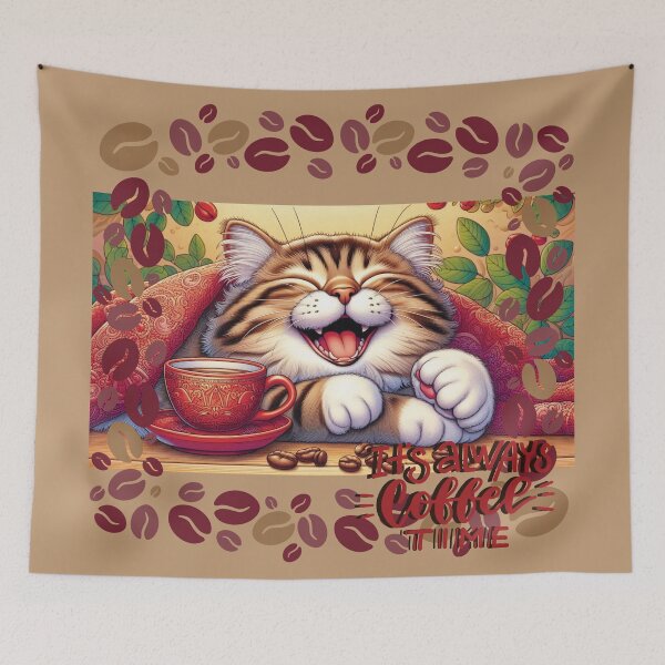 Item preview, Coffee Cat - It's Always Coffee Time designed and sold by HappyHavenStu.