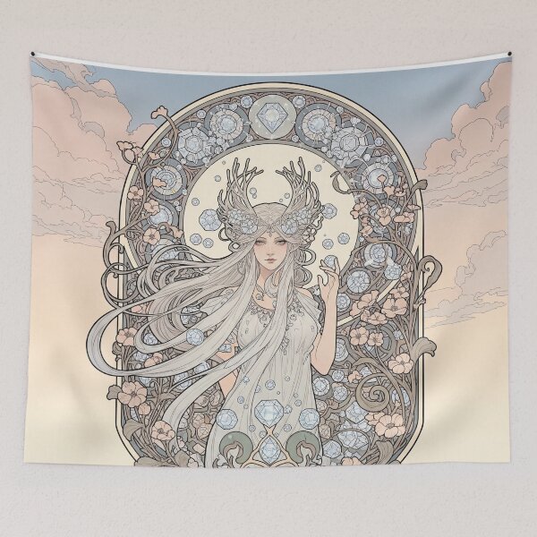 Item preview, Elegarta Design - Art nouveau - Mucha Inspired Art - Diamond Queen designed and sold by Mucha-style-art.