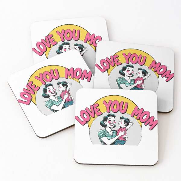 Item preview, Love You Mom – Retro Cartoon Style Mother and Child Illustration designed and sold by Modern-Mojo.