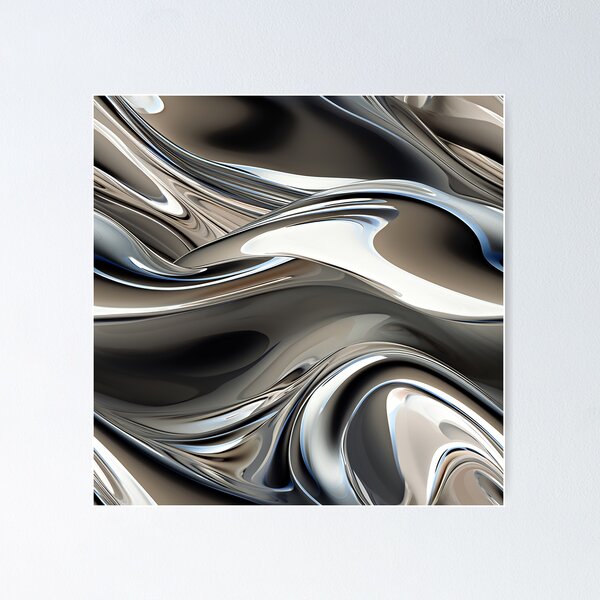 Item preview, Silvery Hues Gleaming Metallic-Looking Futuristic Abstract Art designed and sold by DEC02.