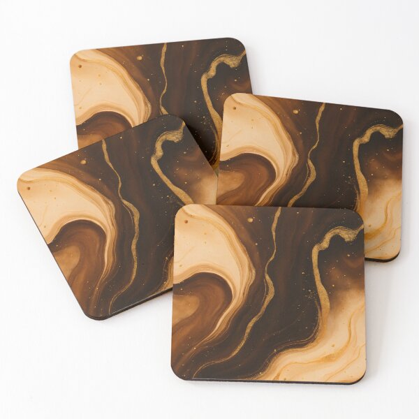Item preview, Coffee Inspired Brown Marble with Gold Spatter Watercolor Abstract Painting Geode Pattern designed and sold by DemureArtsy.