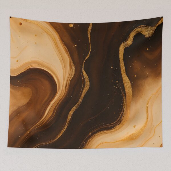 Item preview, Coffee Inspired Brown Marble with Gold Spatter Watercolor Abstract Painting Geode Pattern designed and sold by DemureArtsy.