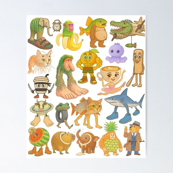 Aperçu de l'œuvre T-shirt italien pour enfants, motif mème Brainrot, crayon, dessiné à la main créée et vendue par whensakurasky.