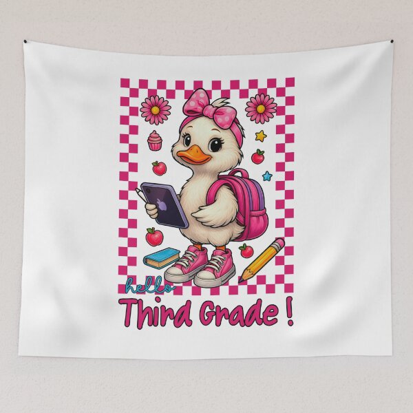 Item preview, Hello Third Grade Girl Duck With Pink Bow Backpack Back To School Art designed and sold by tigger shop.