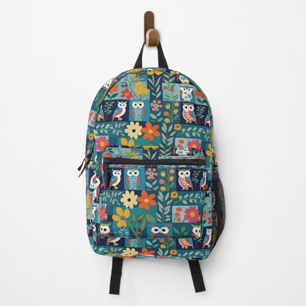Item preview, Owls And Flowers Floral Patchwork Color Block designed and sold by CarrollGene.