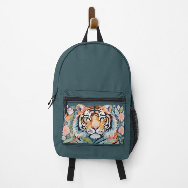 Item preview, The Watchful Tiger - A Regal Tiger Surrounded By Pastel Flowers designed and sold by CarrollGene.