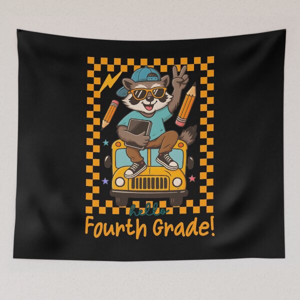 Item preview, Hello Fourth Grade Raccoon On School Bus Cute Fun Back To School Art designed and sold by tigger shop.