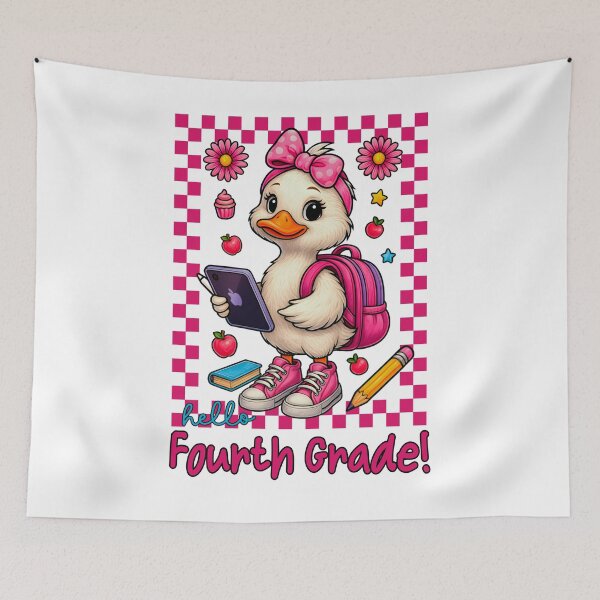 Item preview, Hello Fourth Grade Girl Duck With Bow Cute Student Back To School Design designed and sold by tigger shop.