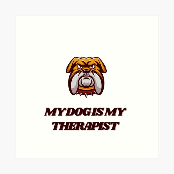Vista previa del artículo con la obra «Mi perro es mi terapeuta – Estilo Pitbull enojado», diseñado y vendido por konsho.