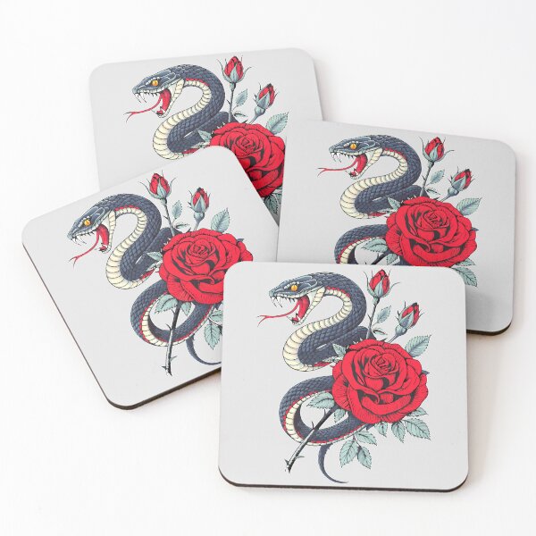 Item preview, Snake and Rose Tattoo Style Illustration designed and sold by VikArtStudio.