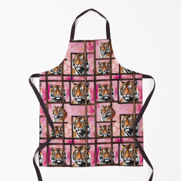 Item preview, Fierce Tigers In Rustic Wooden Frames On A Vivid Pink Background designed and sold by CarrollGene.