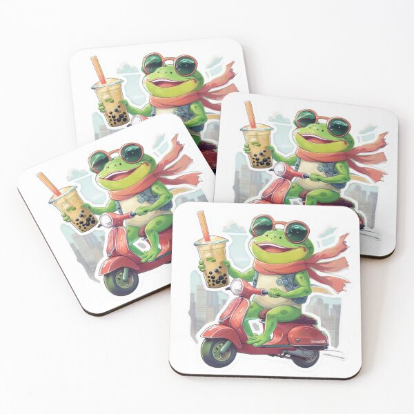 Item preview, Frog on a Scooter with Bubble Tea designed and sold by Imaginarium of Chaos falcon88 .