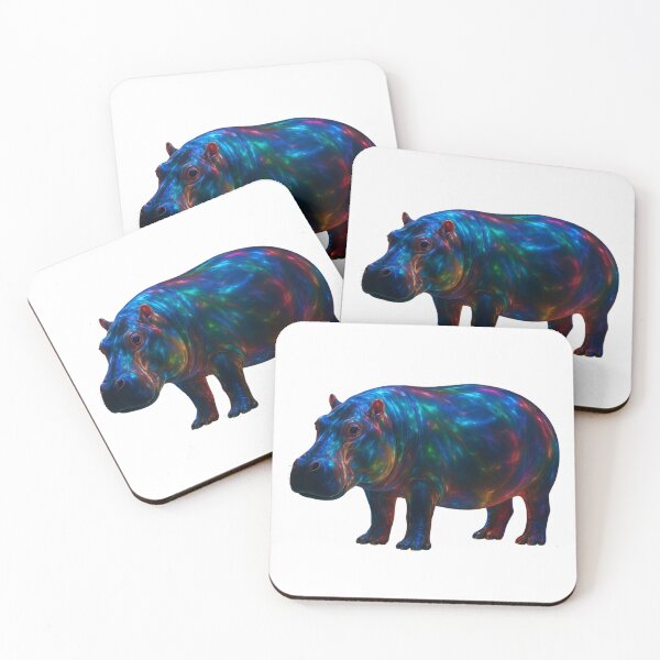 Item preview, Glowing Colorful Hippo – Vibrant Glassy Art designed and sold by GloriousArtSKD.
