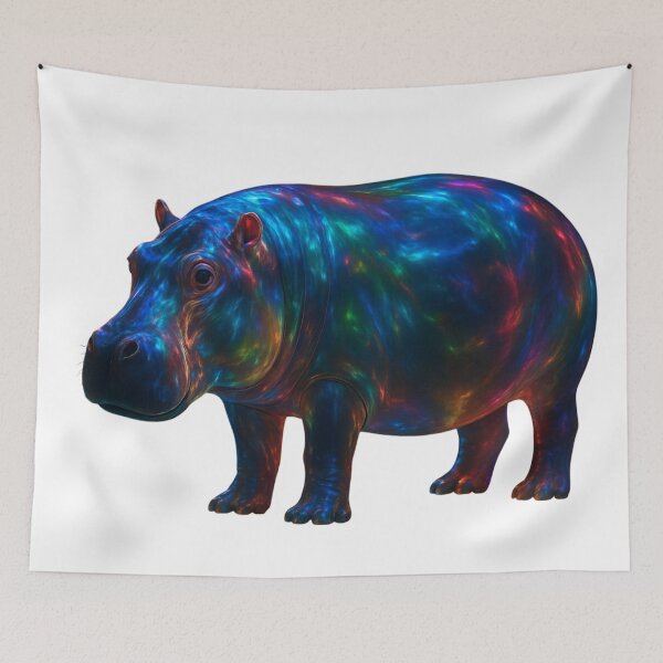 Item preview, Glowing Colorful Hippo – Vibrant Glassy Art designed and sold by GloriousArtSKD.