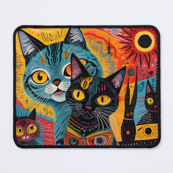 Item preview, Abstract Cat Doodle Art – Surreal Totem in Vibrant Colors designed and sold by BrushRushX.