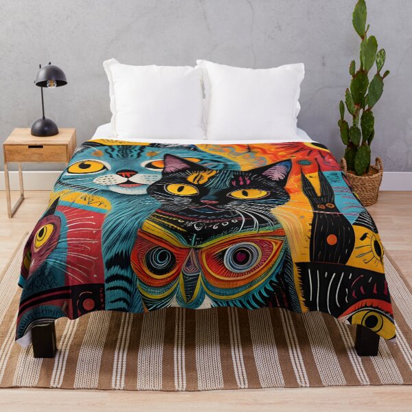 Item preview, Abstract Cat Doodle Art – Surreal Totem in Vibrant Colors designed and sold by BrushRushX.