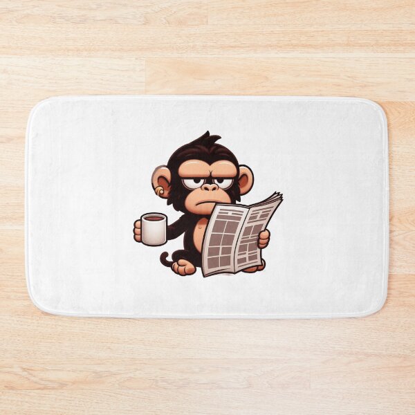 Item preview, Morning Grump Chimp – Coffee & News Cartoon designed and sold by Confuzz1ed.