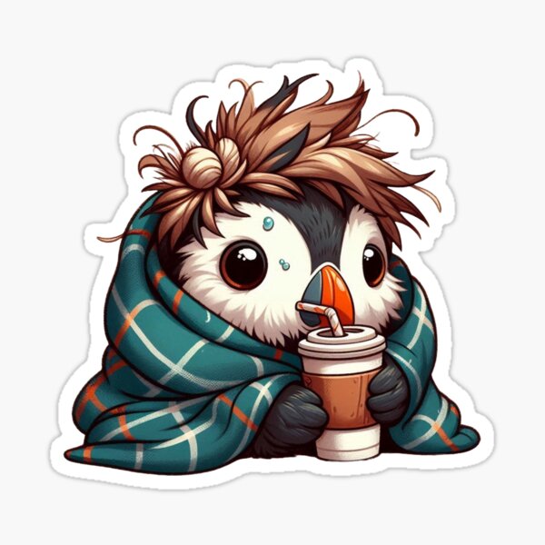 Artikel-Vorschau von Sleepy Puffin Sips – Gemütliche Cartoon-Morgenstimmung, designt und verkauft von Confuzz1ed.