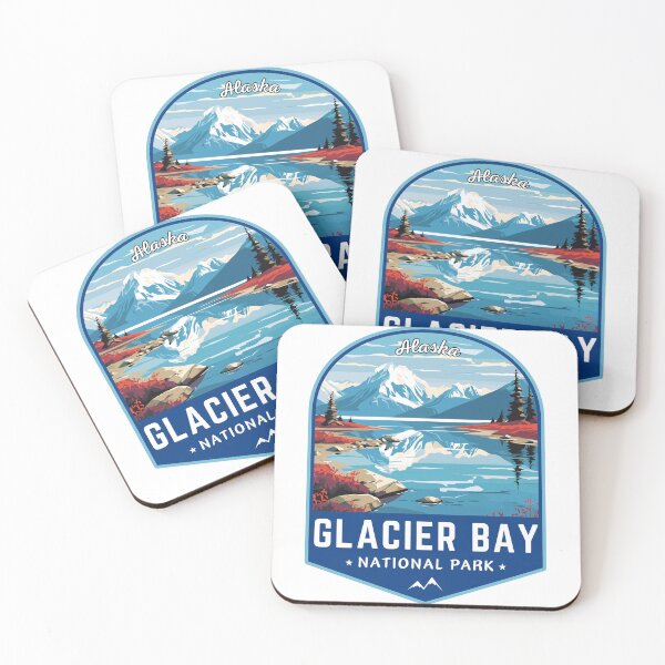 Item preview, Glacier Bay National Park in Alaska, USA Retro Travel Art Emblem designed and sold by MaateoDesign.