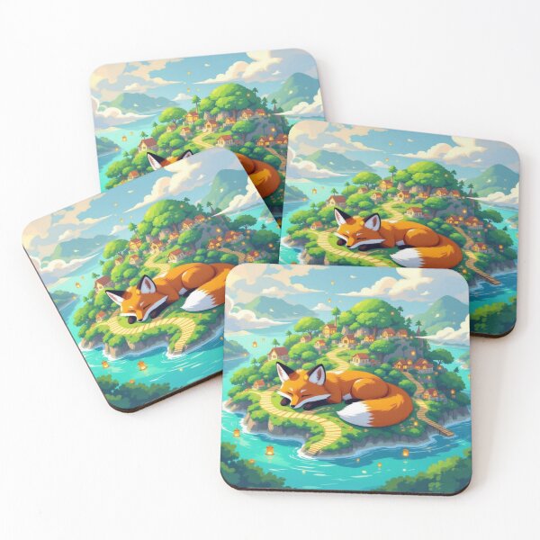 Item preview, Sleeping Fox Island – Aerial Fantasy Vibes designed and sold by FotoworldEdel.