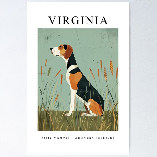 Item preview, VIRGINIA State Mammal - American Foxhound designed and sold by MarkedArtPrints.