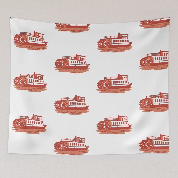 Item preview, Vintage Riverboat Illustration – Retro Paddlewheel Boat on the River designed and sold by Draw Line Supply .