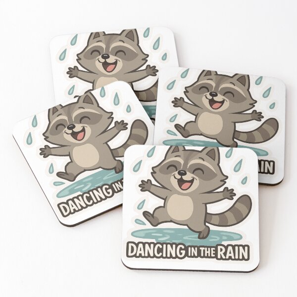 Item preview, Dancing Raccoon in the Rain Joyful Cute Sticker designed and sold by SagasArt.