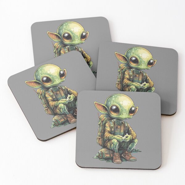 Item preview, Cute Green Alien Traveler with Backpack designed and sold by CreativeLarysa.