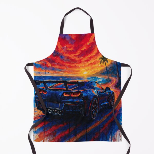 Item preview, Performance Car Driving Into Colorful Watercolor Beach Sunset designed and sold by RevUpDesign.
