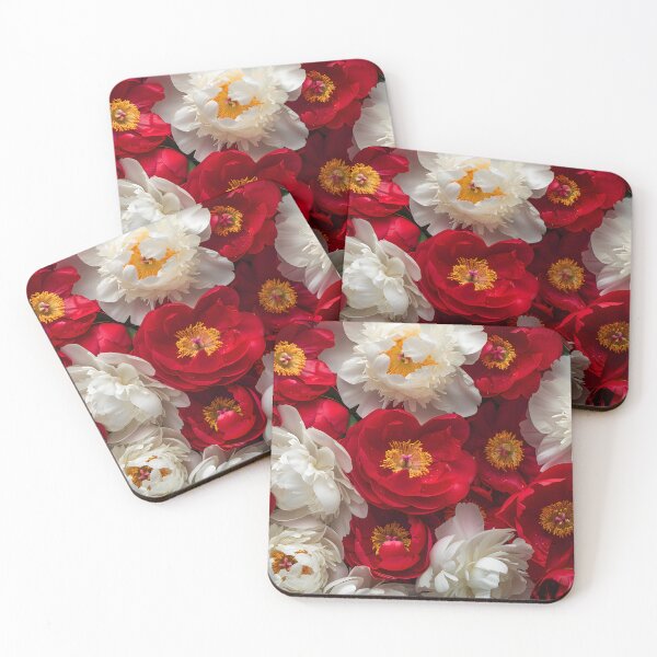 Item preview, Red and White Peonies – Floral Background Full Frame designed and sold by MatvHelen.