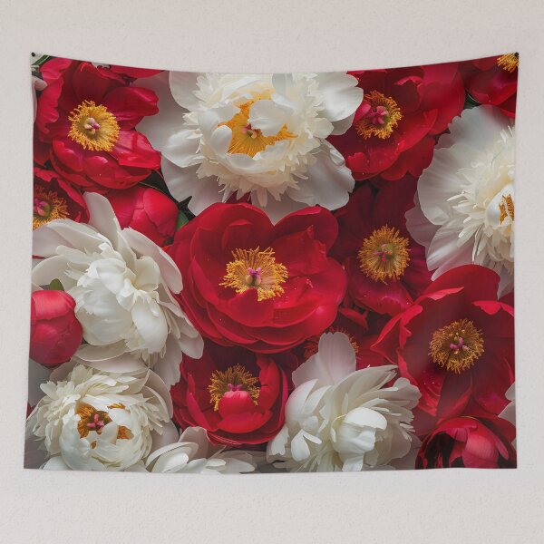 Item preview, Red and White Peonies – Floral Background Full Frame designed and sold by MatvHelen.