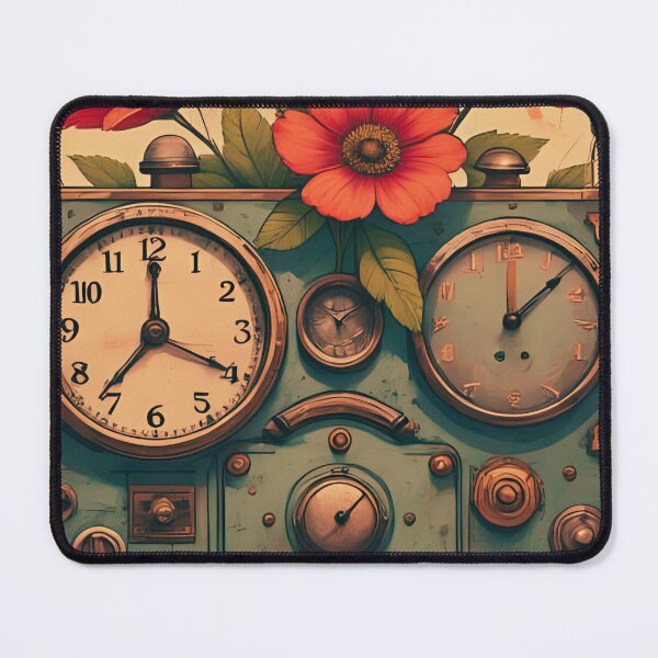 Item preview, "Time Left on the Dial" Steampunk vintage clock. designed and sold by coolcomonshirts.
