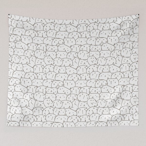 Item preview, Fun Doodle Cat Faces Pattern designed and sold by Bijutsuu-.