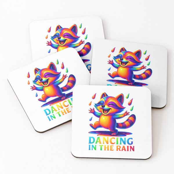 Item preview, Dancing Raccoon in the Rain Joyful Cute Sticker designed and sold by SagasArt.