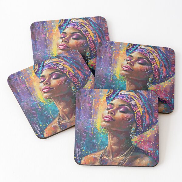 Item preview, Colorful African Woman Portrait – Empowering Afro Art on Vibrant Background designed and sold by MatvHelen.