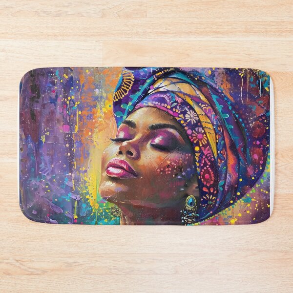 Artikelvorschau, Farbenfrohes Porträt einer afrikanischen Frau – Bestärkende Afro-Kunst auf lebendigem Hintergrund entworfen und verkauft von MatvHelen.
